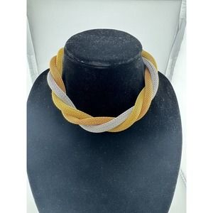 Tri Color‎ Gold Necklace Braided Mesh